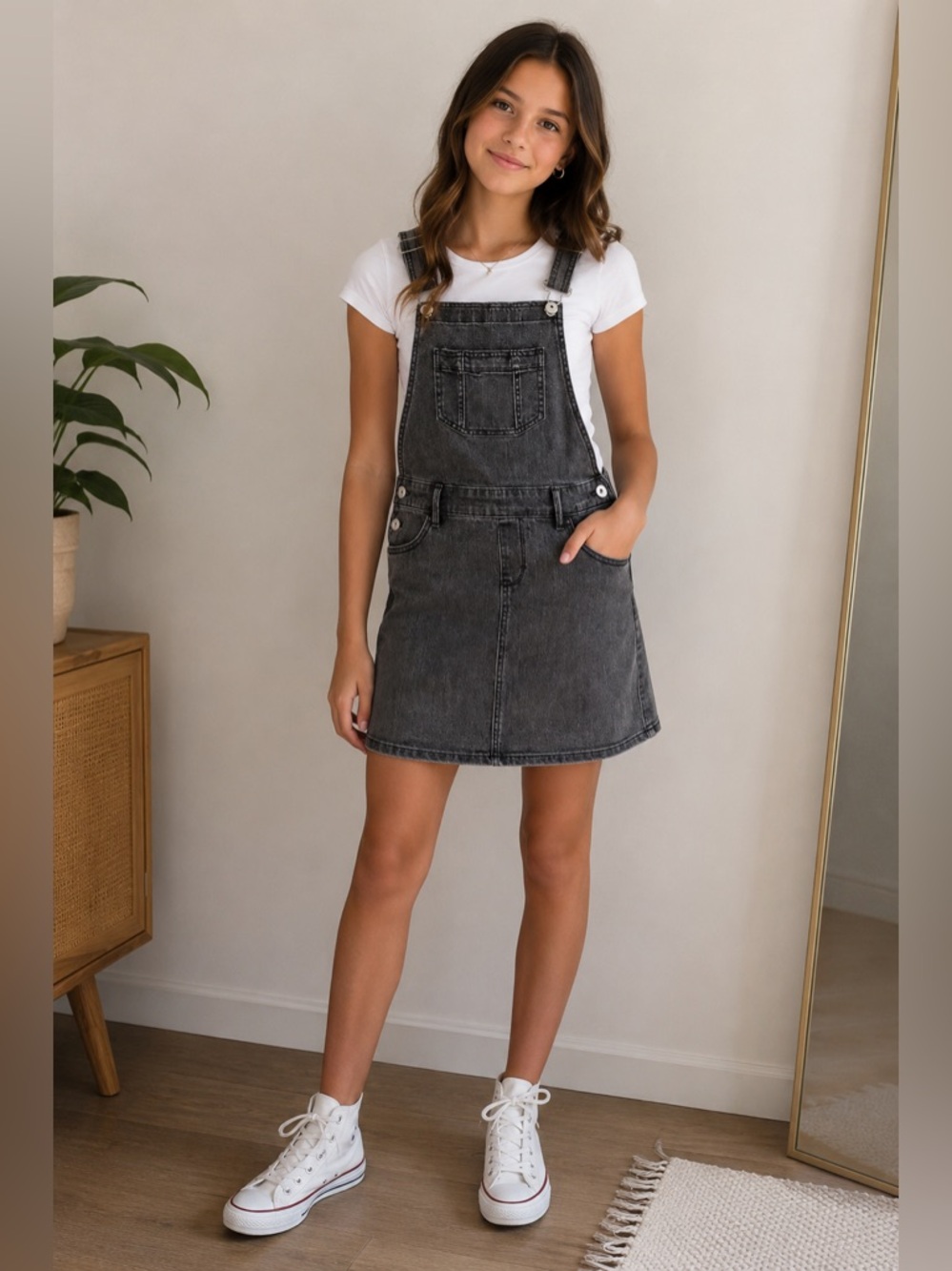 abercrombie kids washed black Denim Overall Dress